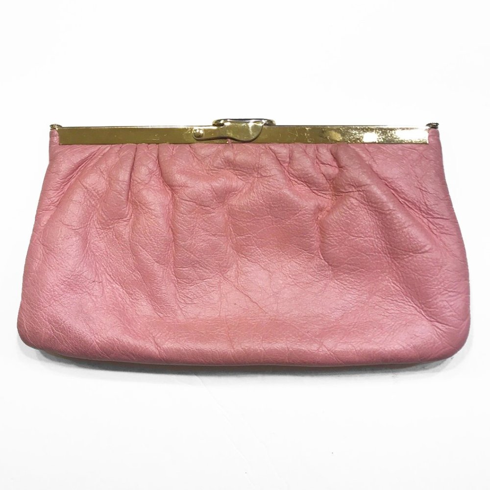 Vintage Etra 1960's Pink Genuine Pebbled Leather Clutch - Picture 1 of 12